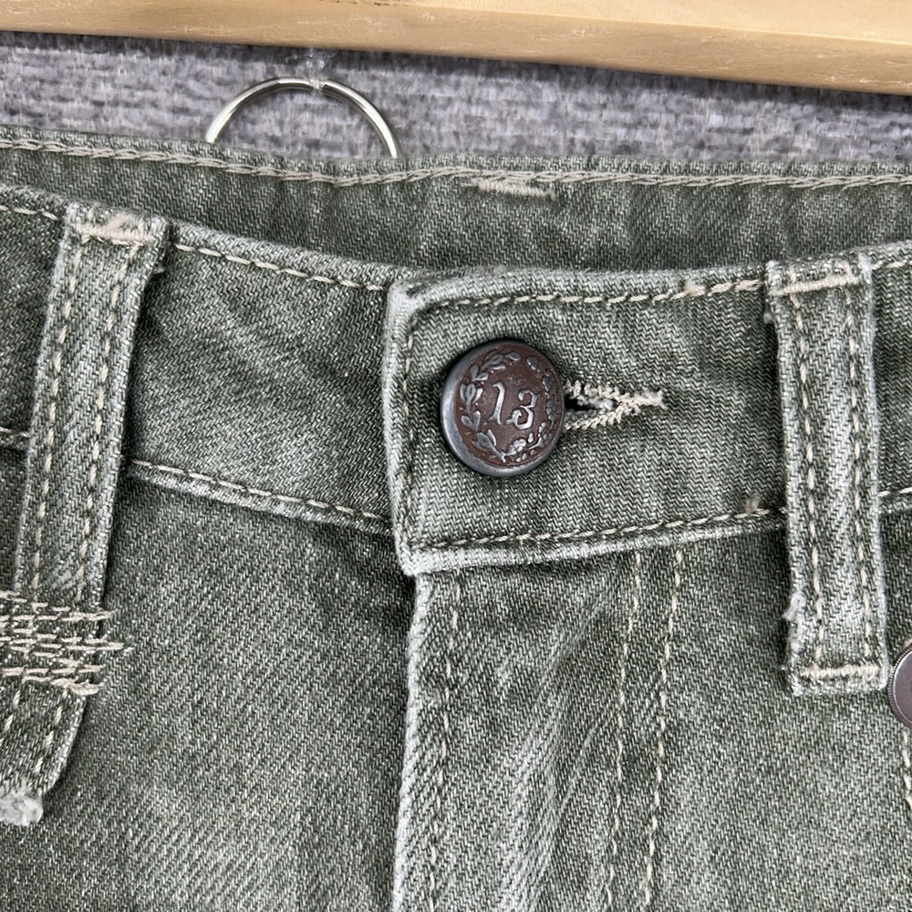 R13 Tobi Boy Jeans Women Size 26 Army Green Denim Made Italy Straight Leg - Picture 3 of 12